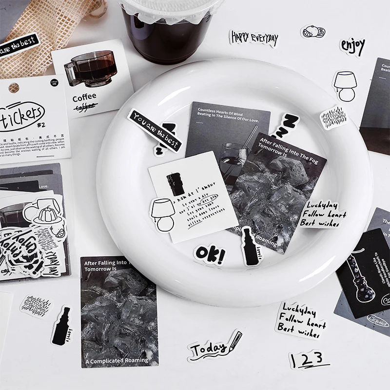Простой литературный наклейка дневник кофейня планировщик стикеры нерасширяемый журнал кавайский декоративный канцелярский ремесло