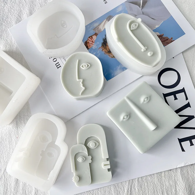 

3D Geometry Abstract Human Face Candle Silicone Mold for Chocolate Fondant Cake Handmade Soap Plaster Epoxy Resin Aroma Scented