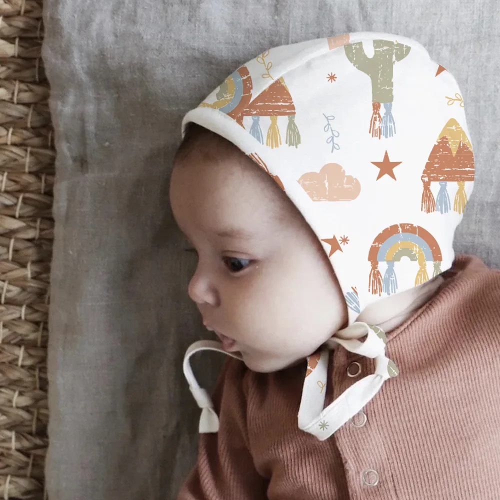 Детская шапка из хлопкового материала милый стиль всесезонная подходит для