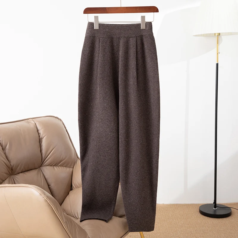 Женские трикотажные брюки из 100% мериносовой шерсти популярные теплые стеганые