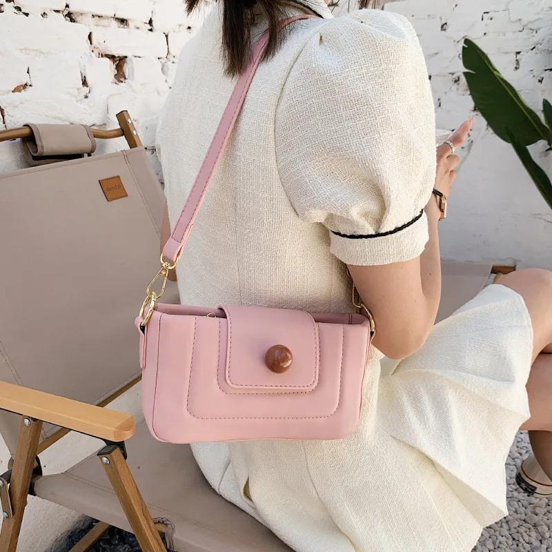 

Korean Pure Color Bag Women's 2022 Summer New Leisure Underarm Bag Texture Foreign Style Versatile Crossbody One Shoulder