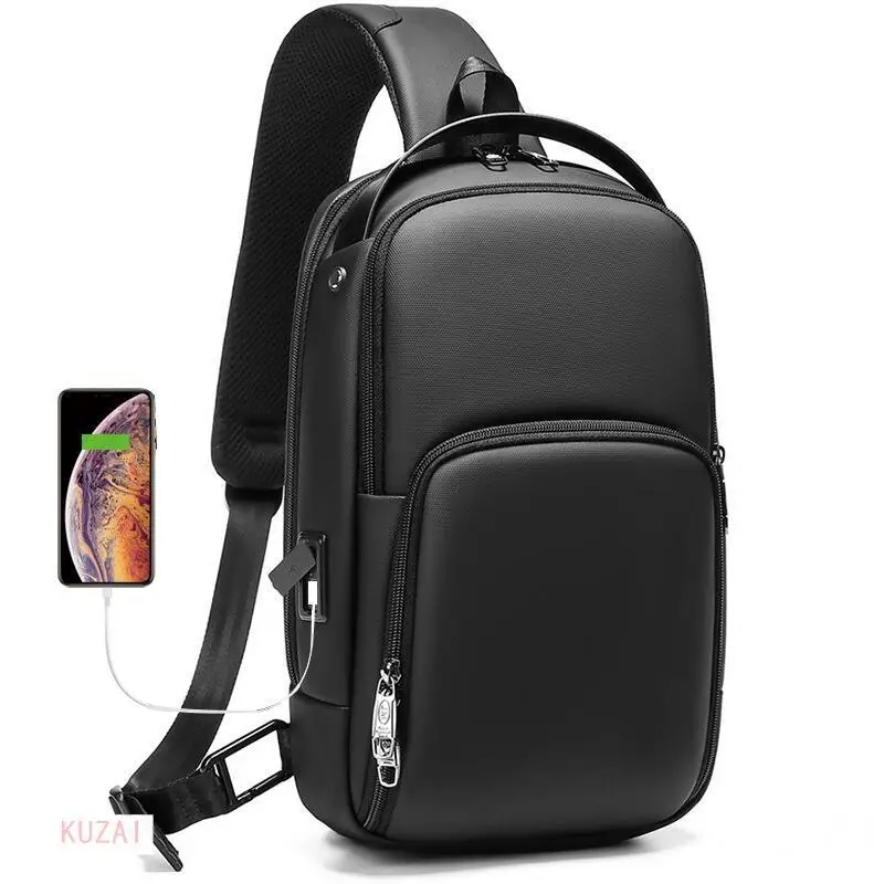 

Fashion Cross Bag Men USB Charging Travel Shoulder Bag High-quality Chest Sling Bag Men Waterproof Crossbody Bandolera Hombre