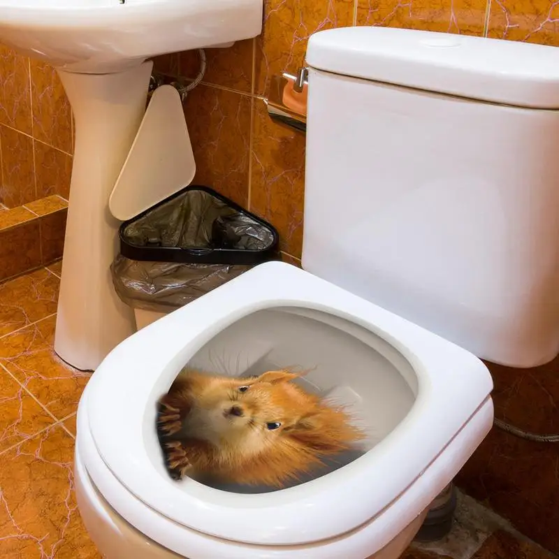 

Водостойкая наклейка на крышку унитаза, в виде белки