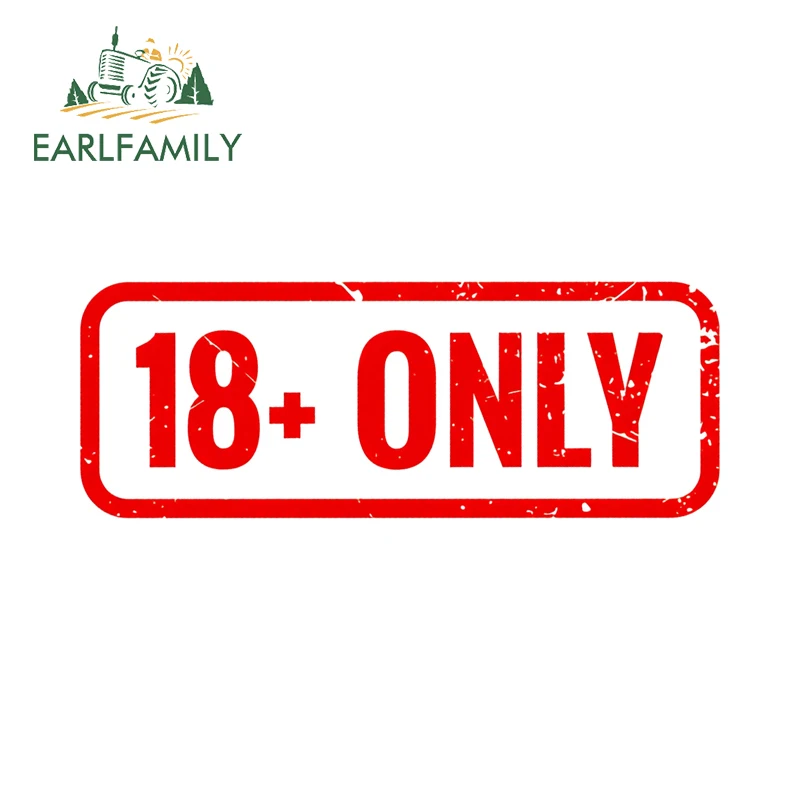 

EARLFAMILY 18+ только предупреждающий знак, автомобильные наклейки, наклейки на заднее лобовое стекло, окно, двери, ПВХ, идеальные автомобильные товары, аксессуары
