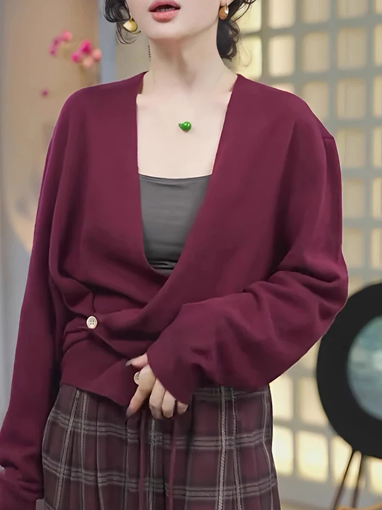 Плюс размер Ozhouzhan элегантный модный супер красивый вязаный кардиган новинка 2024