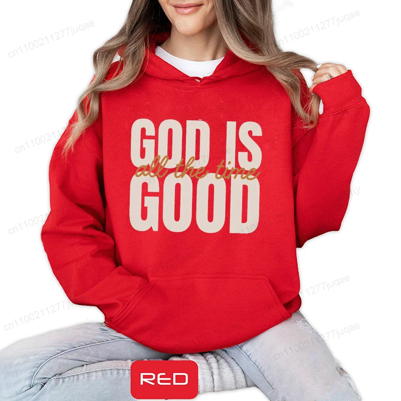 Фото Христианский свитшот в стиле ретро, толстовки с капюшоном God Is Good All The Time, христианская рождественская спортивная одежда, толстовка Faith Fleeece для женщин, топ №4