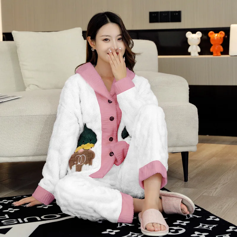 For Women Pajama Sets Cartooncken Autumn And Winter Keep Warm Nightgown Comfortable Soft Sleepwear Suit Cute Style