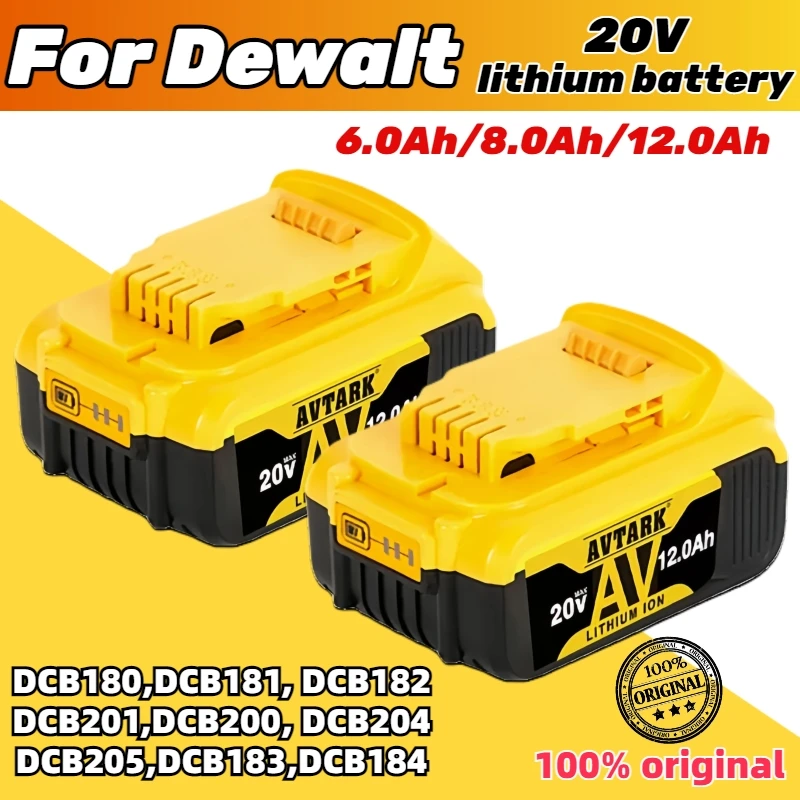 Литий-ионный аккумулятор DCB200 для DeWalt 20Vt 6 0/8 0/12.0Ah DCB205 DCB201 DCB180 DCD740 аккумуляторы