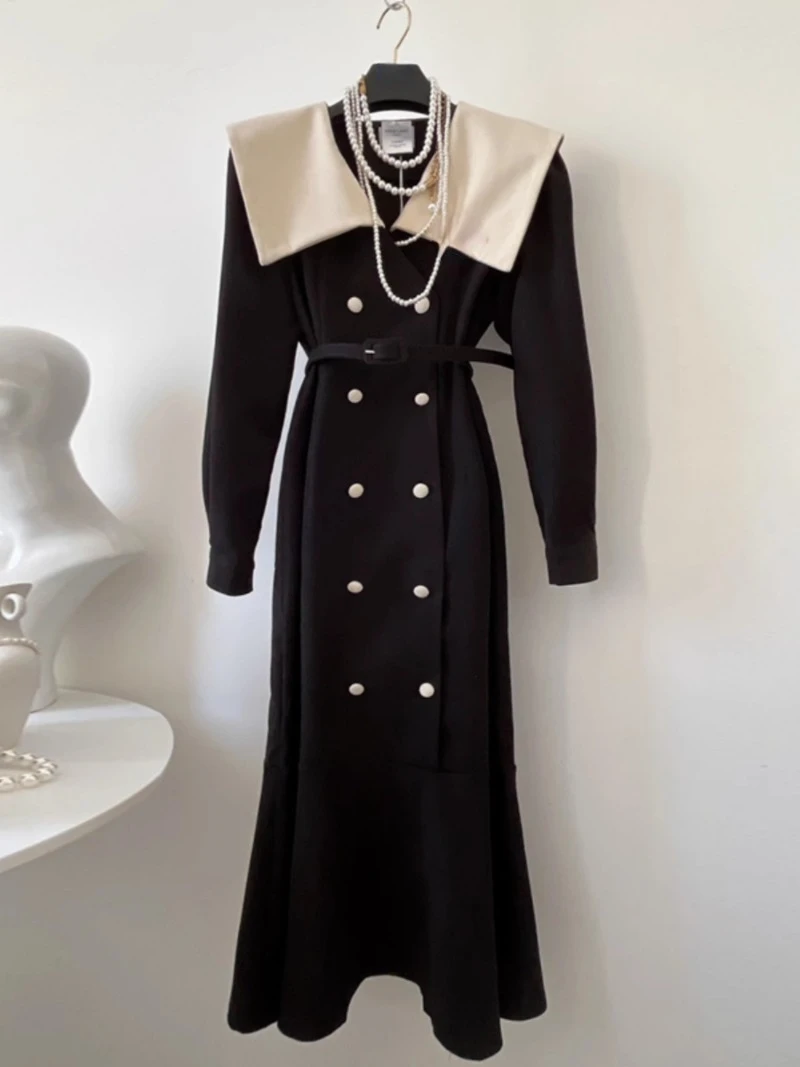 Vestidos De Mujer облегающее платье с тонкой талией и высокой ретро контрастного цвета