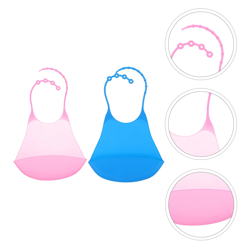 

2Pcs Adult Eating Bibs Silicone the Old Feeding Aprons Cloth Protectors (Assorted Color)