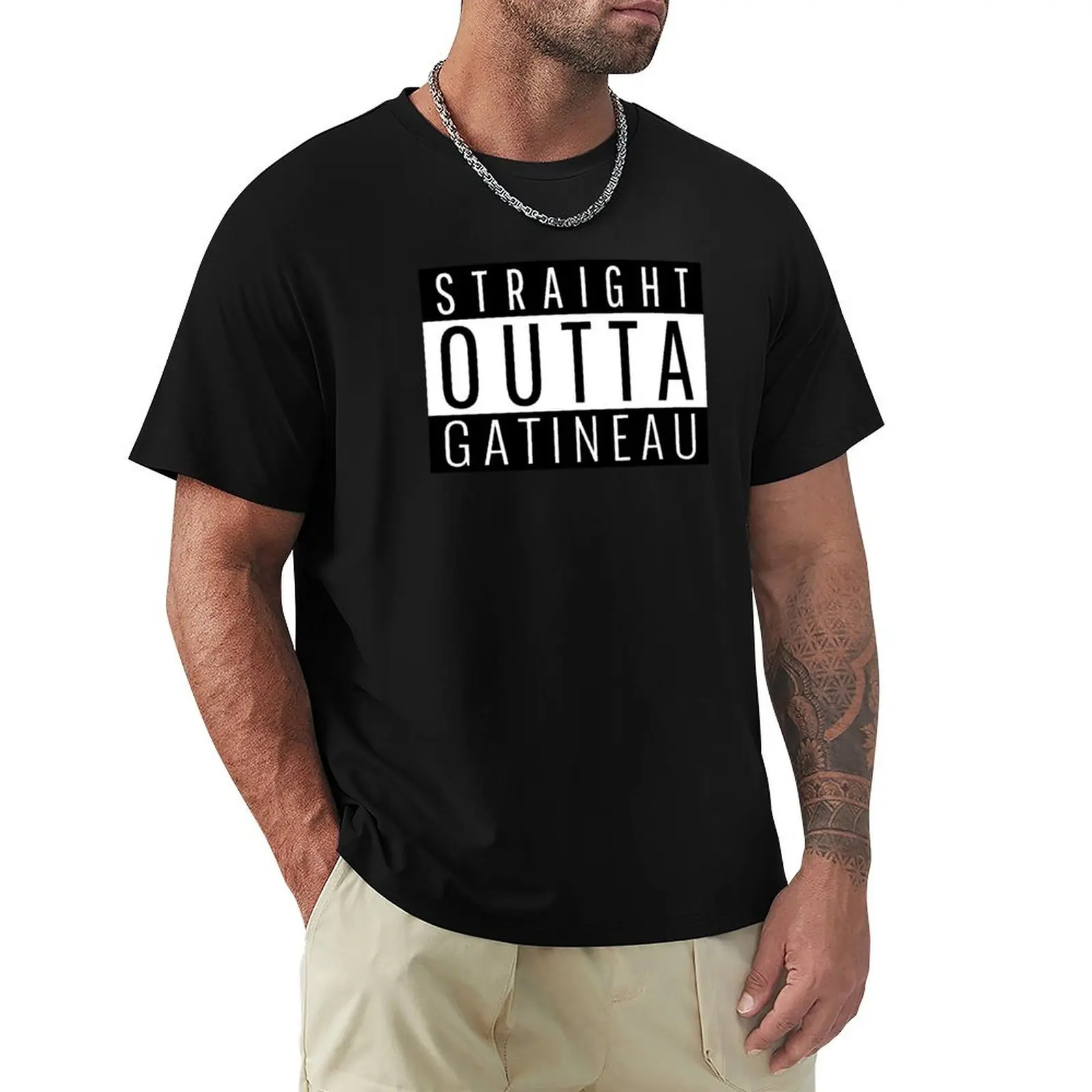 Фото Футболка Straight Outta Gatineau, базовая повседневная хлопковая рубашка с коротким рукавом №1