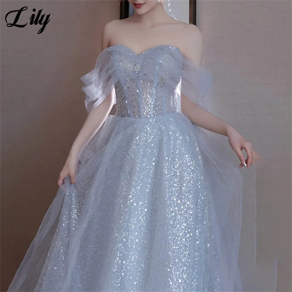 Элегантное сексуальное свадебное платье Lily Dusty Blue сетчатое знаменитости с