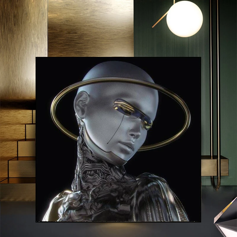 

Metal Figure Statue Art Canvas Painting Abstract Posters and Prints Wall Art Pictures For Modern Living Room Home Decoration