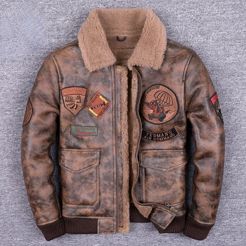 

Мужская куртка из натуральной овечьей кожи, мотоциклетная куртка с натуральным мехом, летный Костюм, новинка зимы 2023
