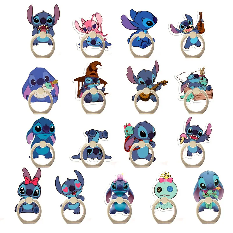 Disney Cartoons Lots Of Stitch Mickey Style Male Female Universal Folding Replicate Mobile Phone Finger Ring Holder
