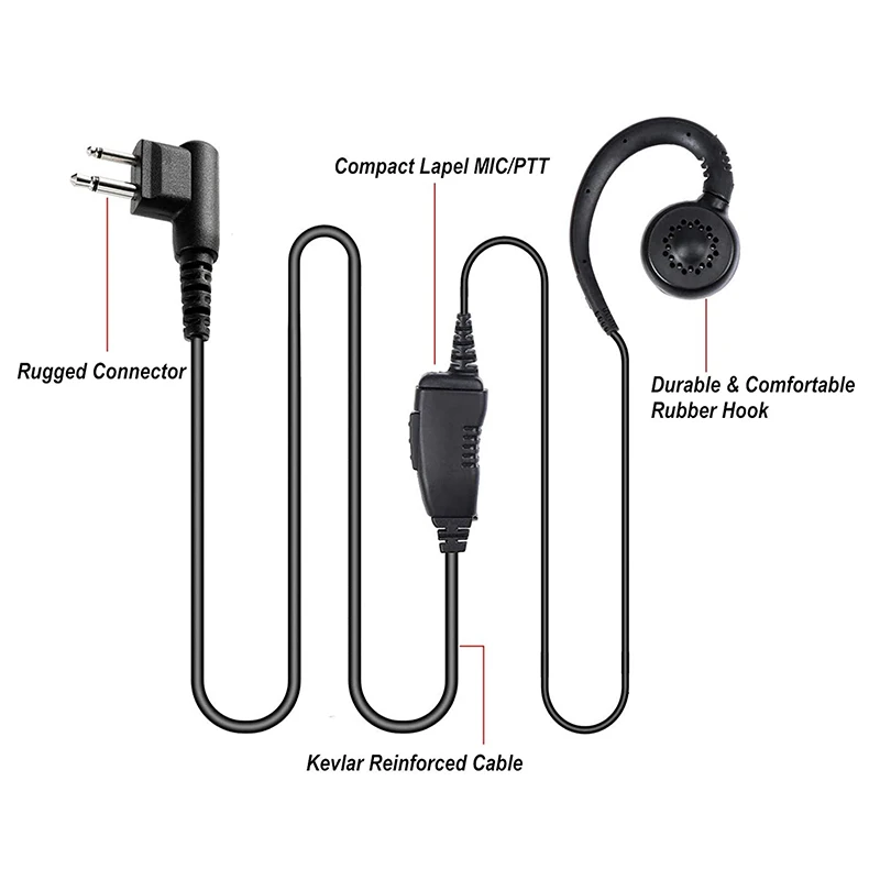 2 Pin Walkie Talkie Earpiece Headset with PTT Mic Compatible with Motorola CP200 CP200D CLS1110 CLS1410 CLS1450 GP300 GP308