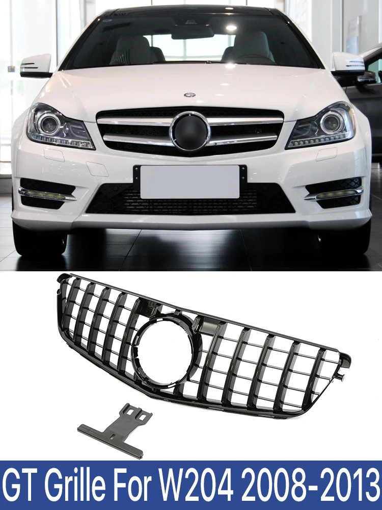 

Передний бампер Автомобильная Алмазная решетка для Mercedes Benz C Class W204 C180 C200 C300 C350 стиль гриль Parrilla 2008-2013 C180k серебристый