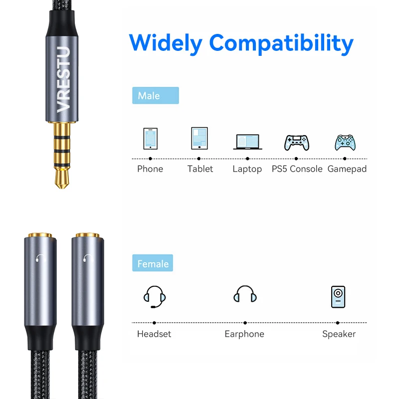 3.5mm Jack Audio Extension Headphone Convertor Y Splitter Stereo AUX 3.5 Male to 2 Female for Earphone Headset PC Extender Line images - 6