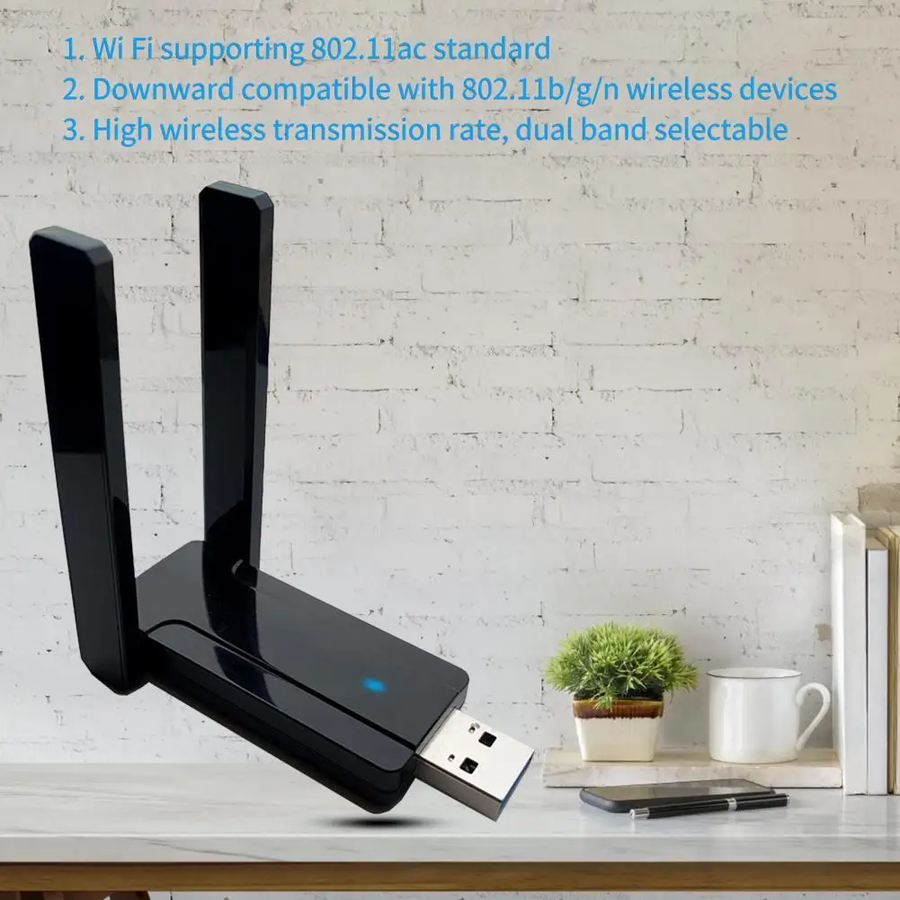 

USB WiFi Transceiver Wide Compatiblity Low Latency ABS AC1300M USB3.0 Dual Band Wireless Network Card for Computer