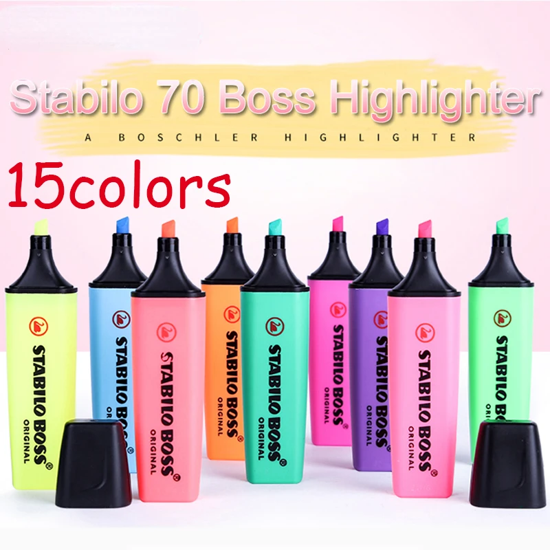 

6 / 9colors Stabilo Textmarker Boss Original 70 Highlighter Stroke Key Marker, with Large-capacity Color Small Fresh Marker