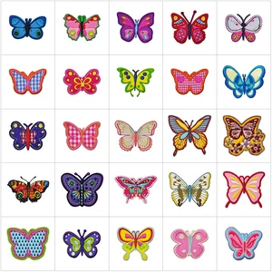 5Pcs Cartoon Butterfly Patches Iron on Embroidered Cute Animals Patch for Clothing Colorful Custom Stickers Kid Childlike Badges