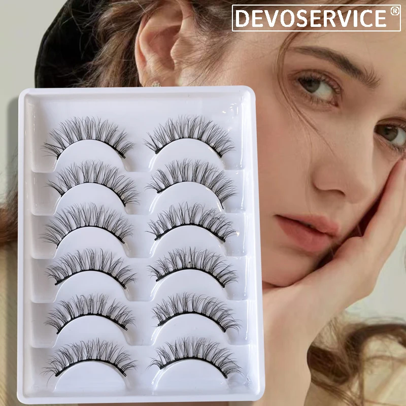 

DEVOSERVICE Wholesale 3D Nature Thick Eyelash 100% Handmade Wispy Russian Stripe Lashes Volume Long 25mm Mink Fluffy Lashes Bulk