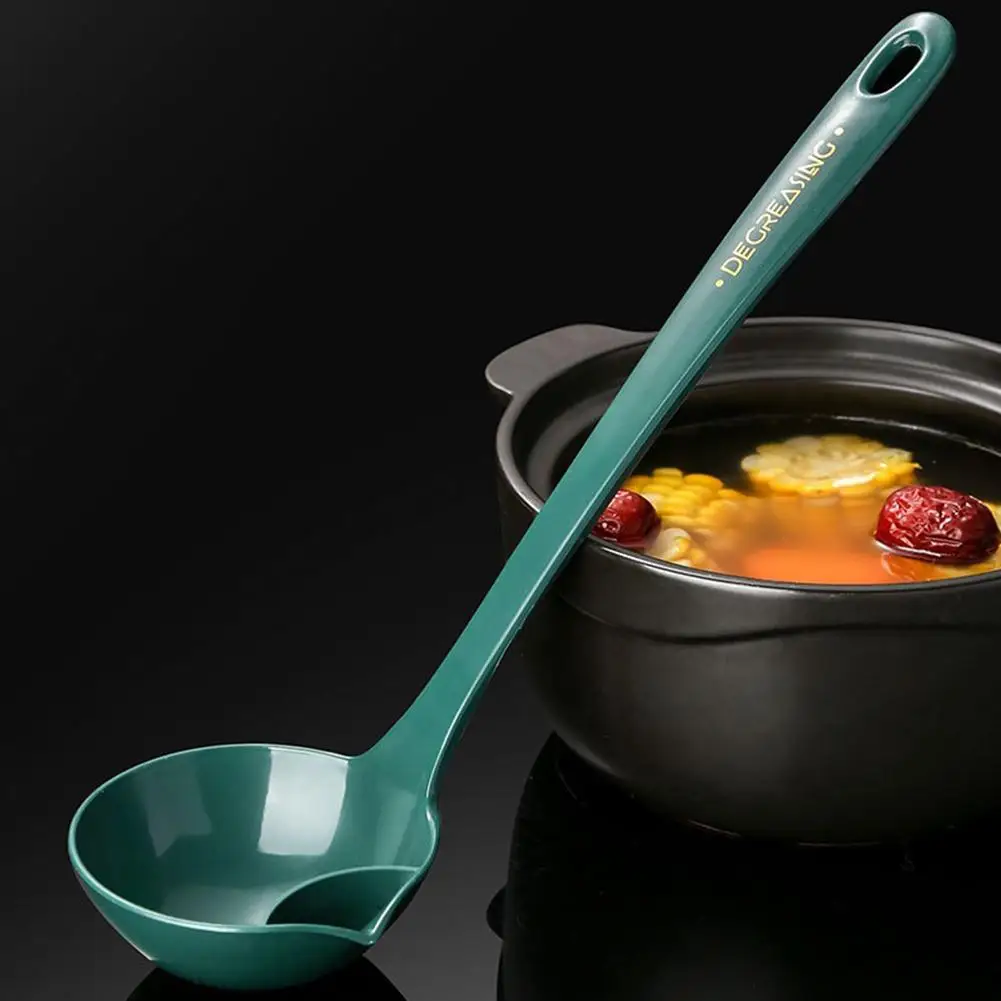 

Home Kitchen Soup Ladle With Hanging Hole Long Handle Oil Filter Spoon For Stirring Serving Soups