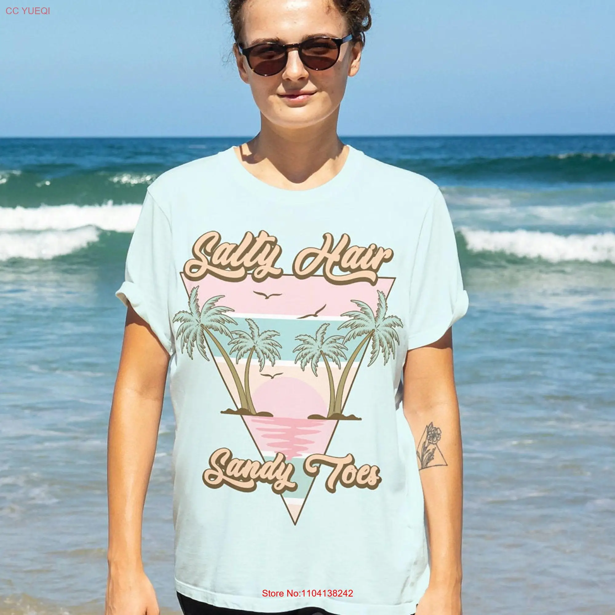 Футболка женская с длинным или коротким рукавом Пляжная Повседневная пляжная