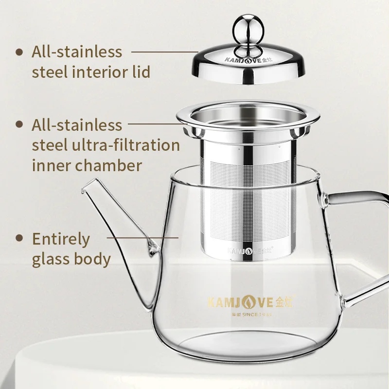 Термостойкий стеклянный чайный сервиз KAMJOVE для кофе и чая Прочное боросиликатное