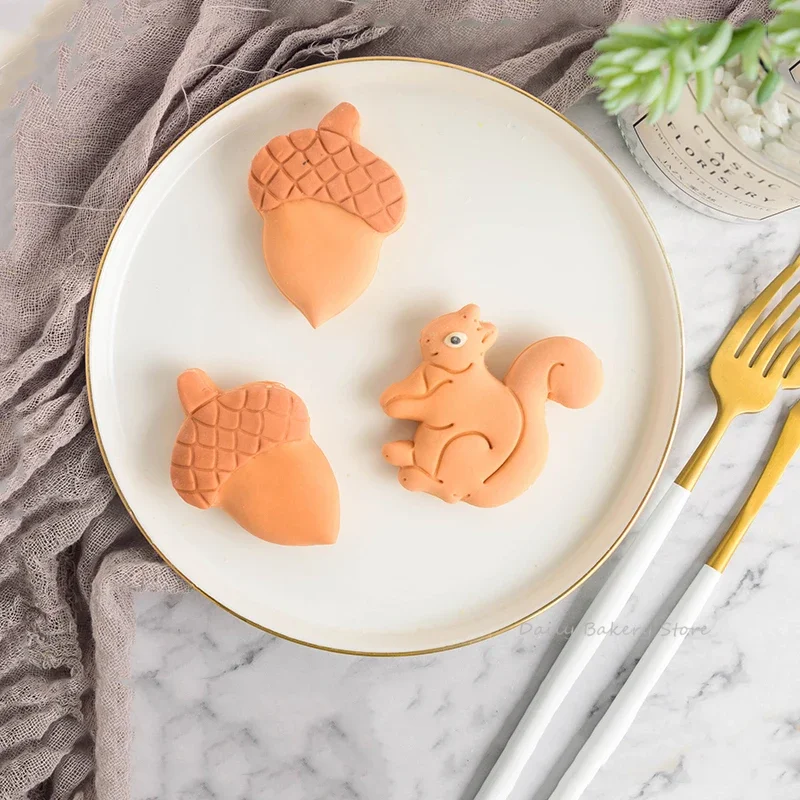 1 шт. милая белка сосновая шишка каштановый узор форма для печенья масло