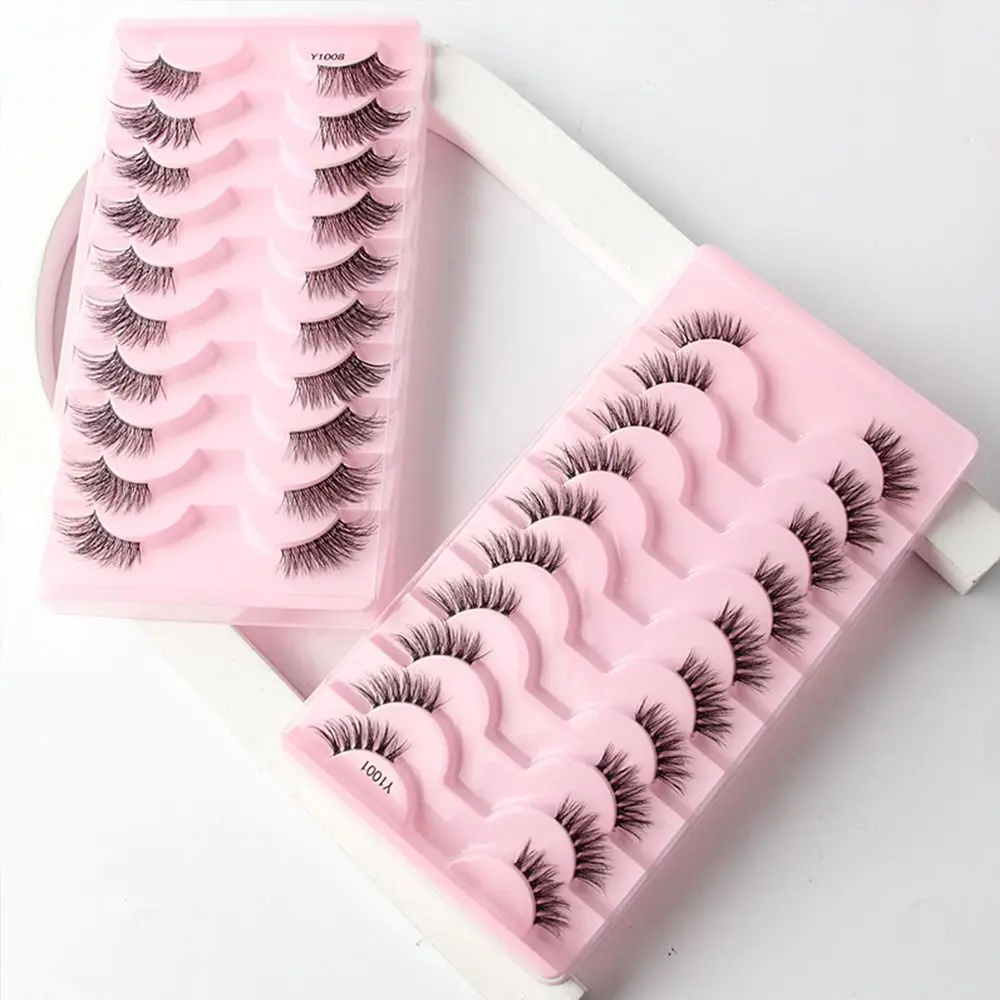 

3D Faux Mink Lashes Accent Corner Lashes Natural Look with Clear Band Half Lashes Cat Eye False Eyelashes