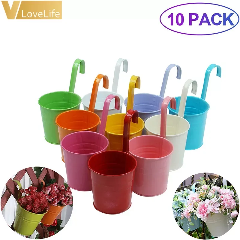 

10 шт., настенные металлические горшки для цветов