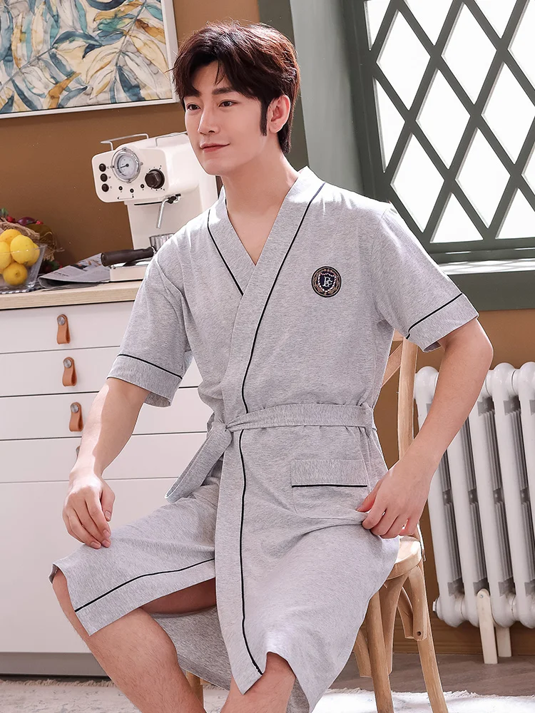 [Хлопок Синьцзян] Летняя мужская хлопковая ночная рубашка с короткими рукавами