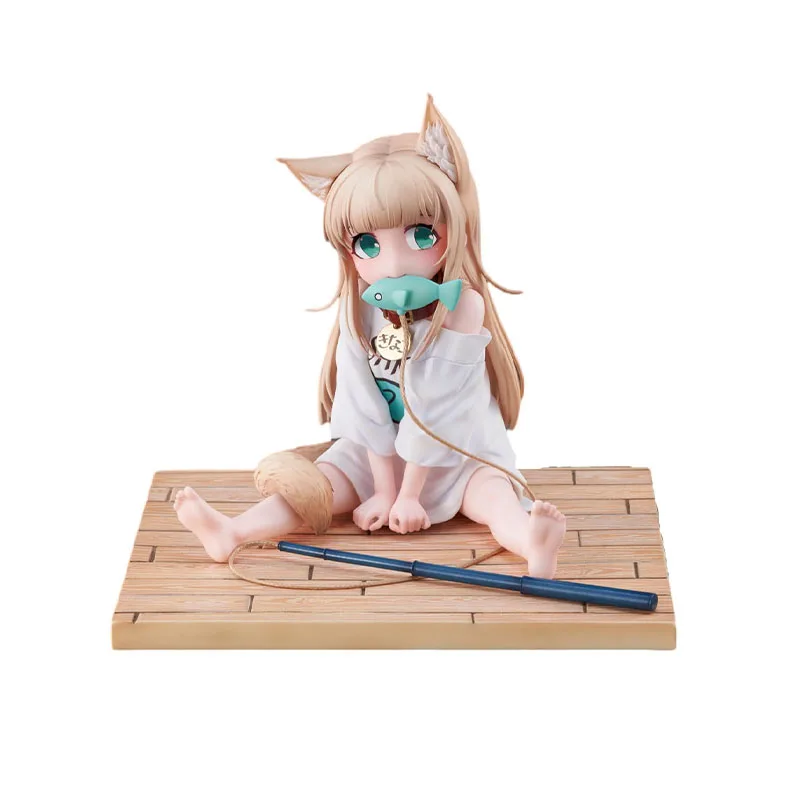 

Anime Figure Soybean Powder My Cat Is A Lovely Girl 14CM PVC Fishing Sitting Position Model Toys Collection Sculpture Ornament