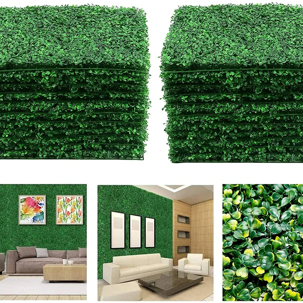 

20pcs Artificial Flowers Boxwood Grass 25x25cm Backdrop Panels Topiary Hedge Plant Garden Backyard Fence Greenery Wall Decor