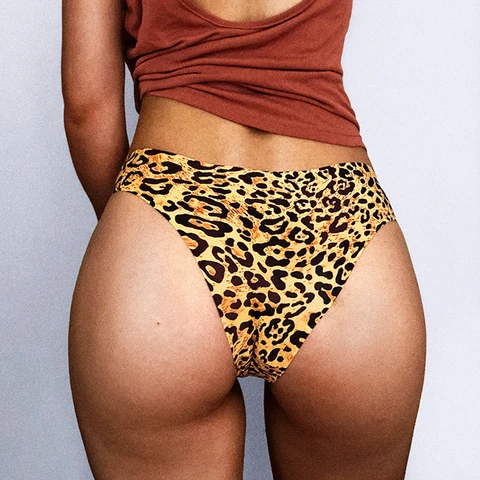 Leopard Bikinis Panties Sexy Women Thongs Summer T-Back Female Lingerie Silk Underpants M-XXL Zebra Pantys Seamless Underwear
