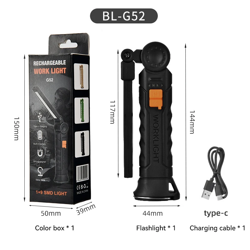 

Светодиодный фонарик Xiaomi Mijia IP64, водонепроницаемый перезаряжаемый рабочий светильник для кемпинга, магнитный крючок, 4 режима освещения, подходит для ночной работы