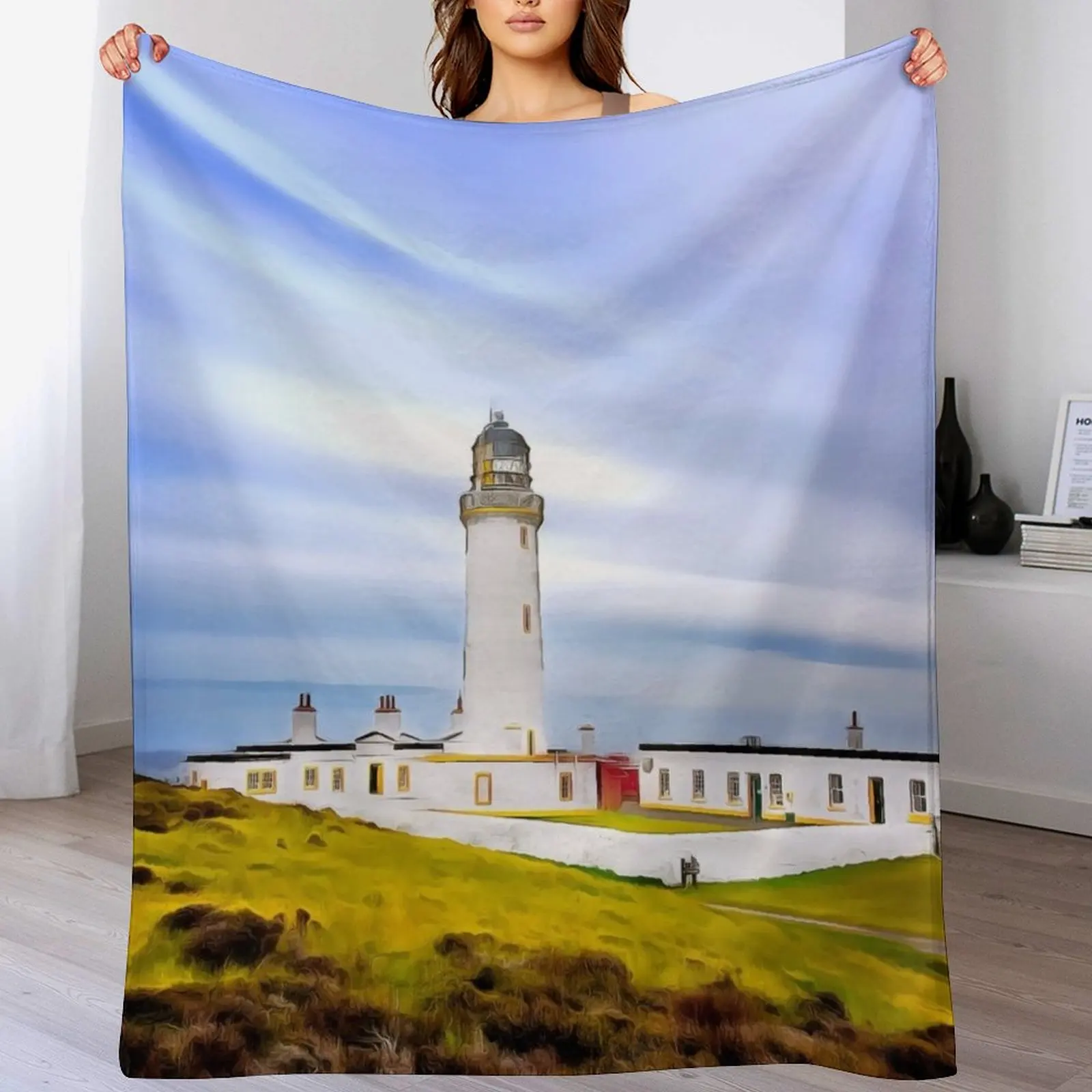 Одеяло Mull of Galloway Lighthouse (Живопись) Плед на диван Теплая кровать плед Одеяла