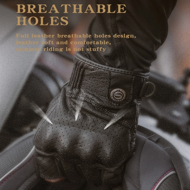 Винтажные Мотоциклетные Перчатки SFK из козьей кожи без пальцев летние перчатки