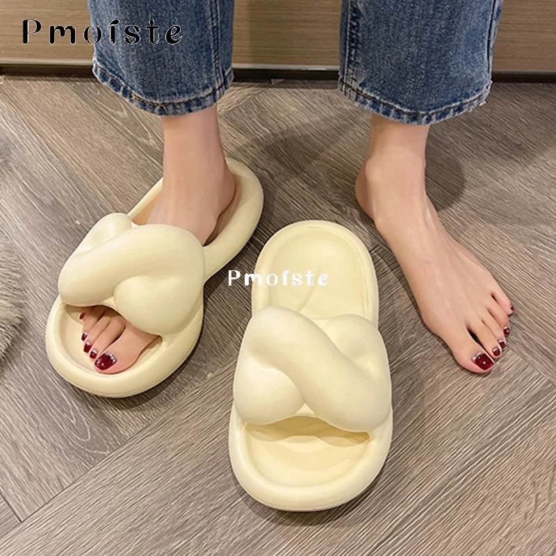 Summer Twine Slippers for Women 2023 New Cute EVA Slippers Comfortable Thick Soled Non-slip House Shoes Bathroom Slippers