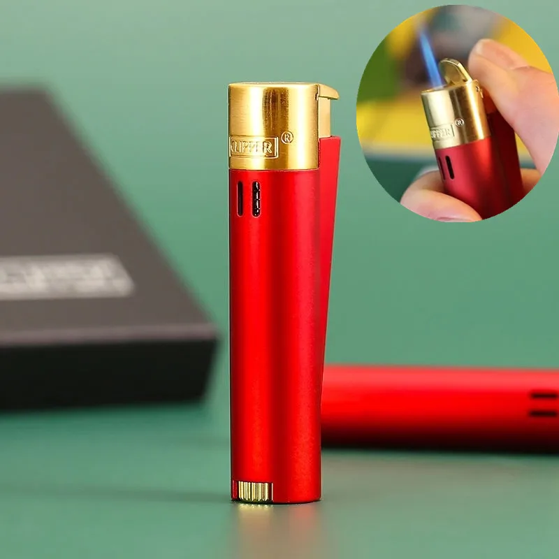 Windproof Straight Jet Blue Flame With Dust Cap Gift Box Smo