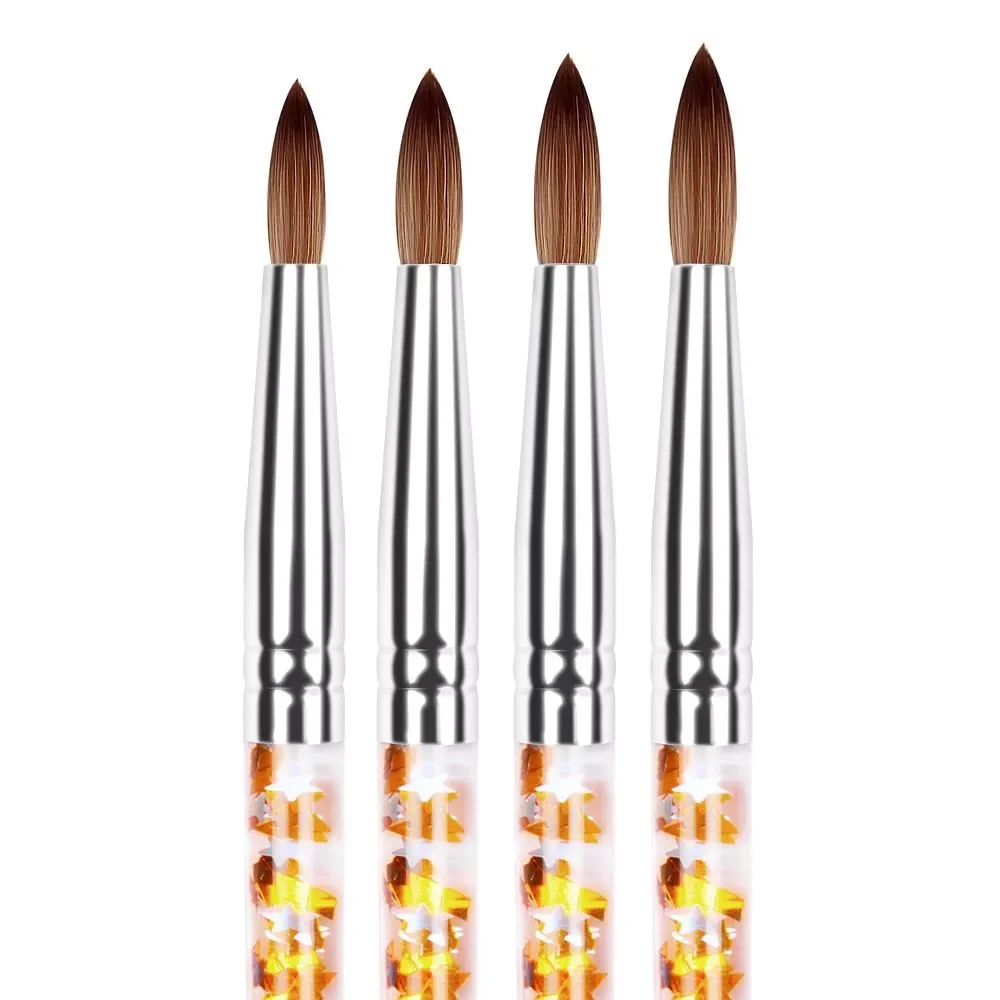 

1PC Crystal Acrylic Nail Art Brush No 8/10/12/14 UV Gel Carving Pen Brush Liquid Powder DIY Nail Drawing Liquid Glitter Handle