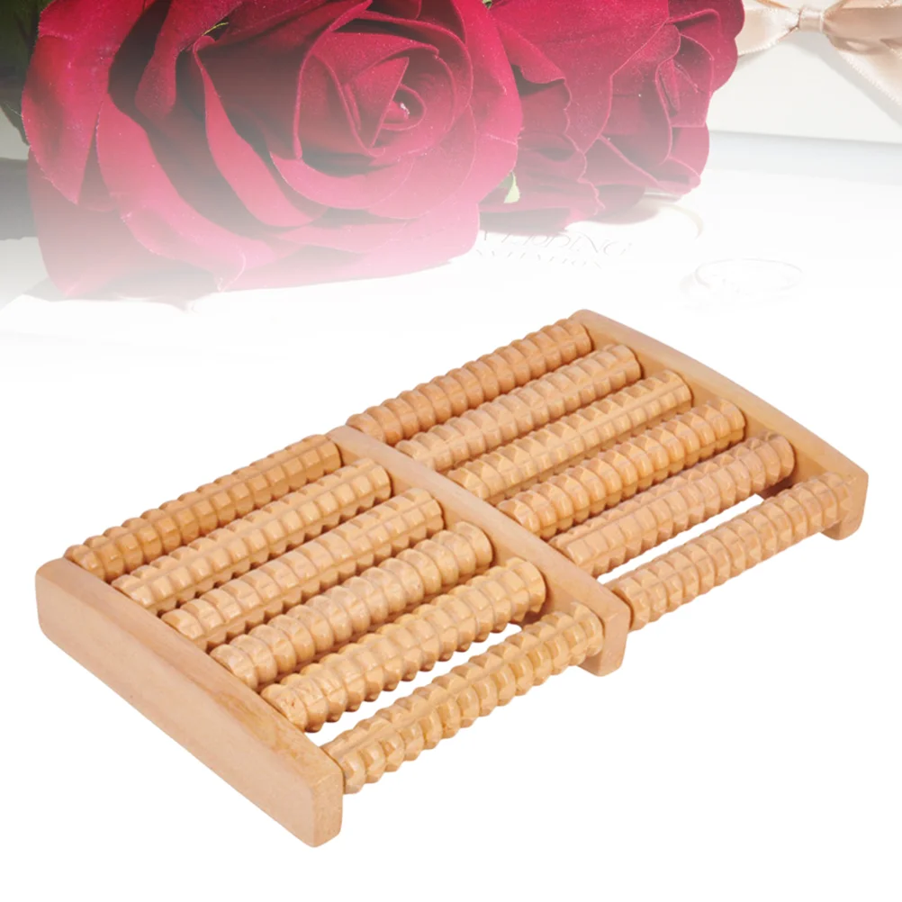 

1pc 6-Row Wooden Foot Trigger Point Tehsion Relief Sturdy Health Care Roller