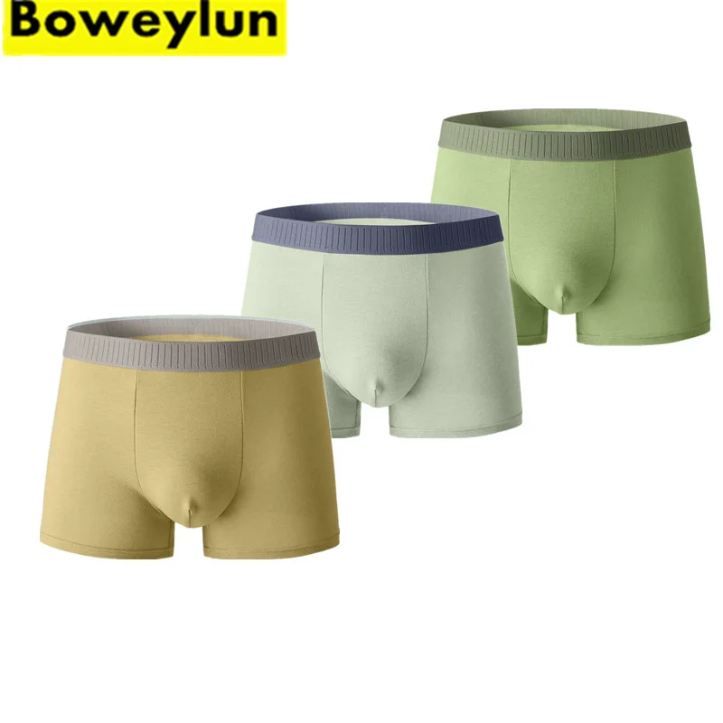 

Boweylun 50S Cotton Men's Underwear Graphene Antibacterial Comfortable Breathable Moisture Absorption Solid Color Boxer Briefs