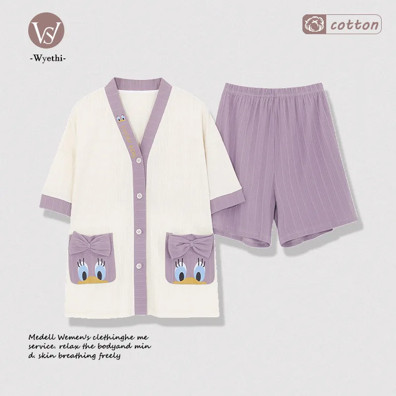 New Summer Pure Cotton Women Pajama Sets Short Sleeve Shorts Cute Elegant Pyjamas Loose Pijamas Set for Women Cotton Big Size