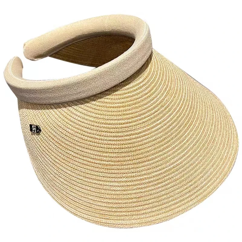 

Women's straw hat with large eaves and empty top hat for summer sun protection and holiday duck tongue sun hat