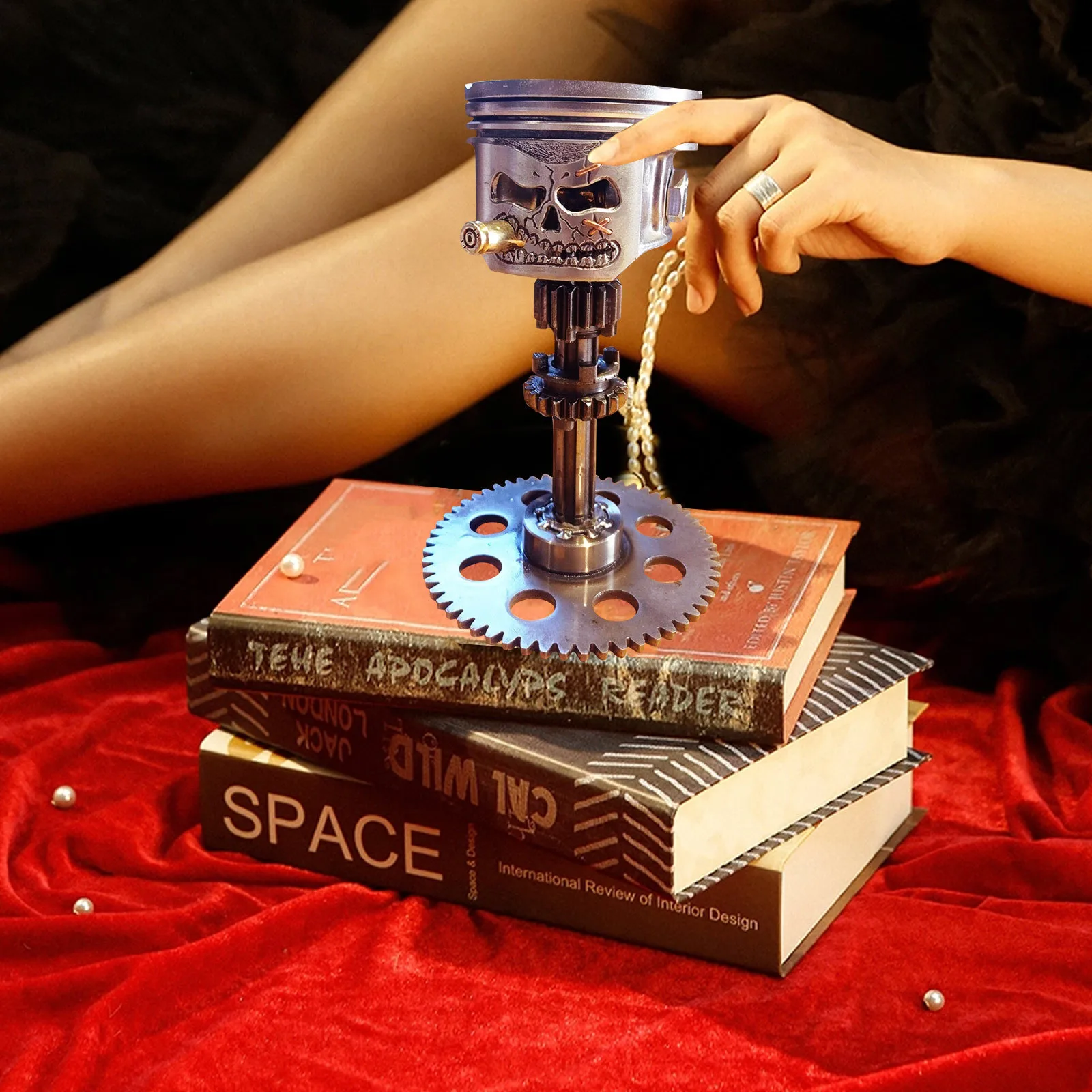 

Carving Piston Skull Face Realistic Skull Sculpture Skull Man Head Statue Office Home Table Desk Decor Gift Desk Halloween Decor