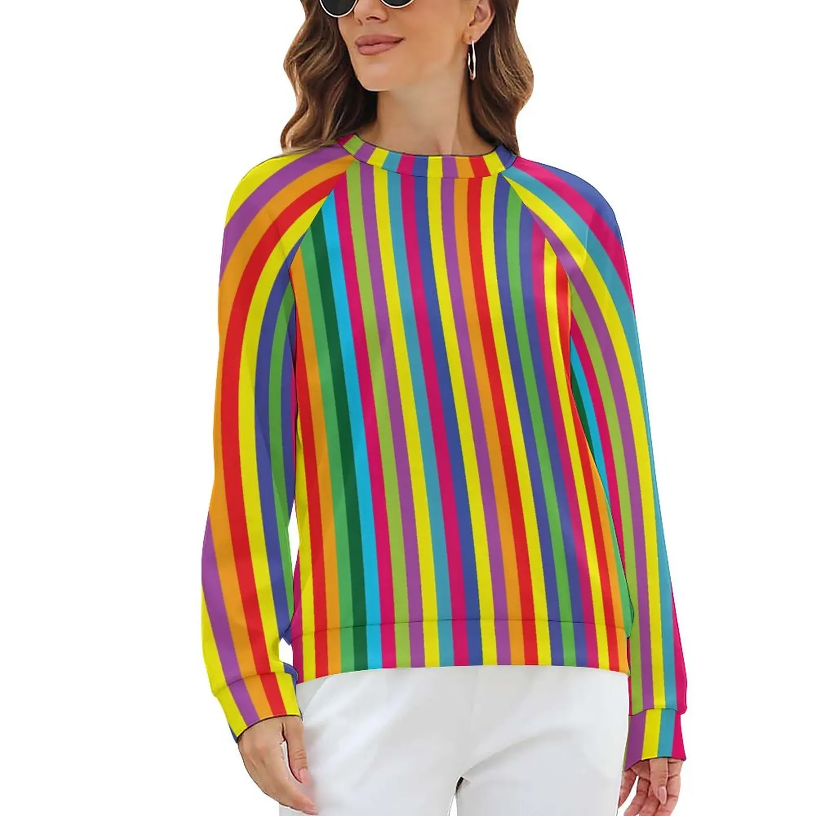 

Rainbow Striped Hoodies Women Disco 70 Party Street Fashion Casual Hoodie Long Sleeve Aesthetic Custom Sweatshirts 2XL 3XL
