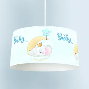 Cute Cartoon 3D Print Baby Kids Room Born Model Pvc Fabric Cover Ceiling Drum Shape Round Modern Chandelier Decorative Led nordi
