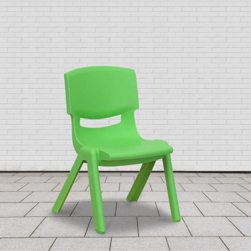 

10 Pack Green Plastic Stackable School Chair with 10.5'' Seat Height